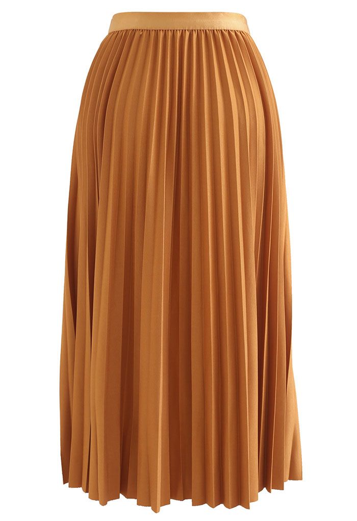 Simplicity Pleated Midi Skirt in Pumpkin