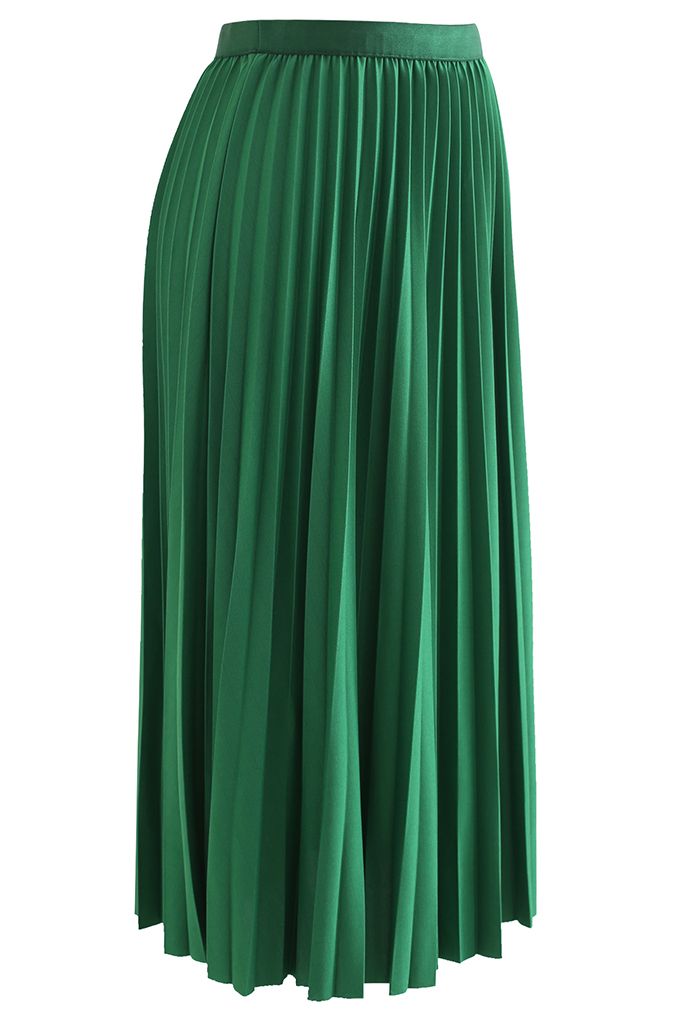 Simplicity Pleated Midi Skirt in Green
