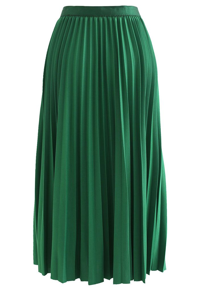 Simplicity Pleated Midi Skirt in Green