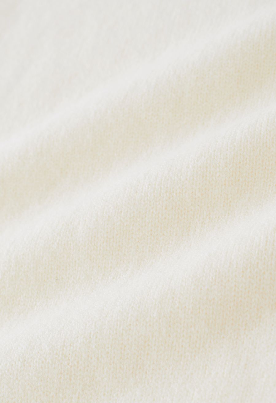 Turtleneck Hi-Lo Sweater and Knit Pants Set in Cream