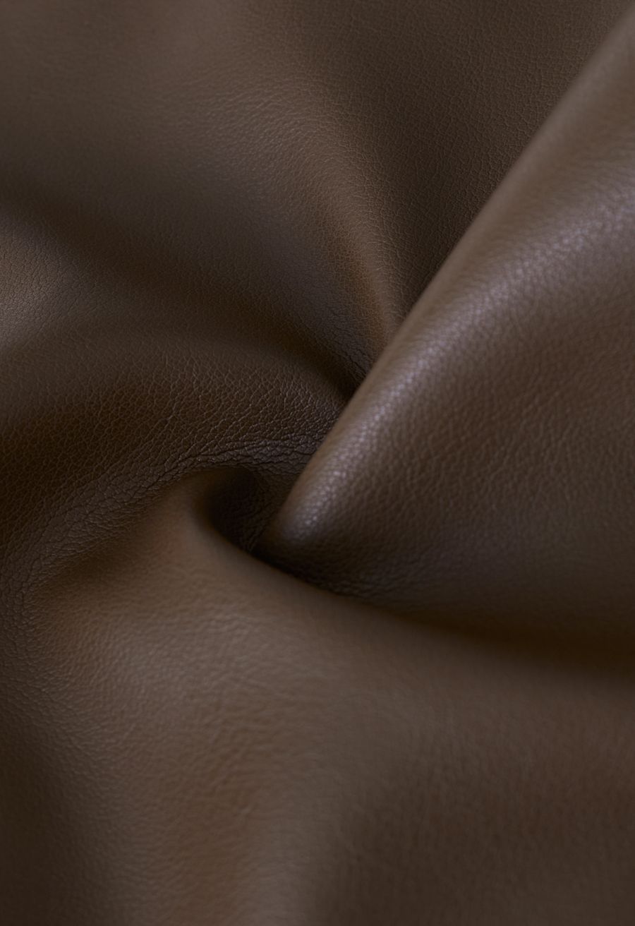 Nifty Faux Leather Flap Mini Bud Skirt in Brown