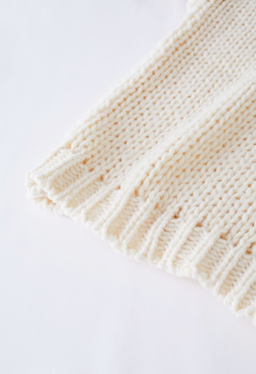 Colorblock-Sleeve Hand Knit Sweater