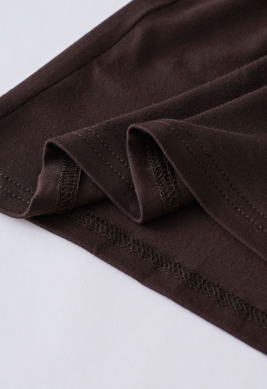 Ruched Long Sleeves Top in Brown