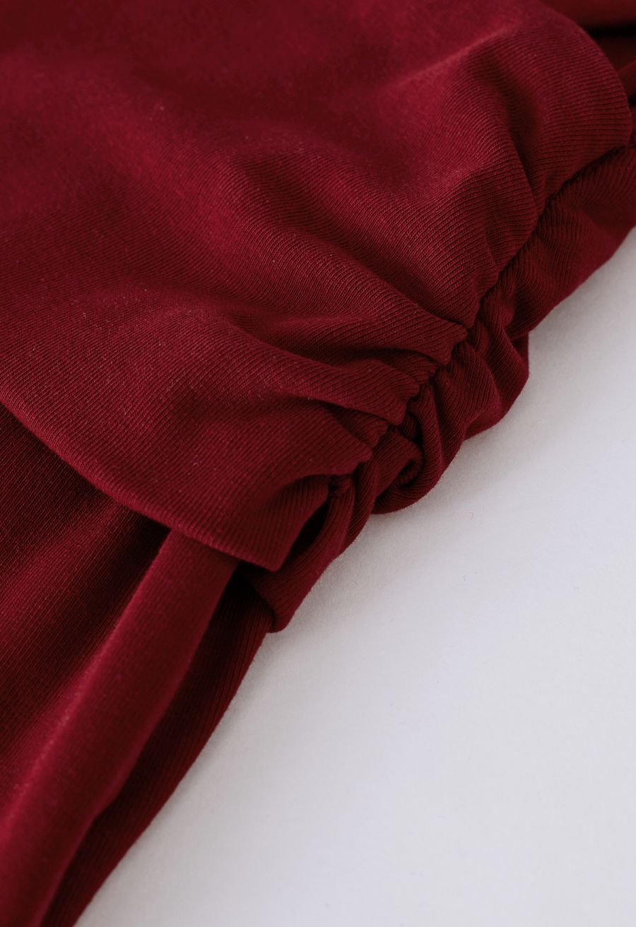 Crisscross Off-Shoulder Cotton Top in Red