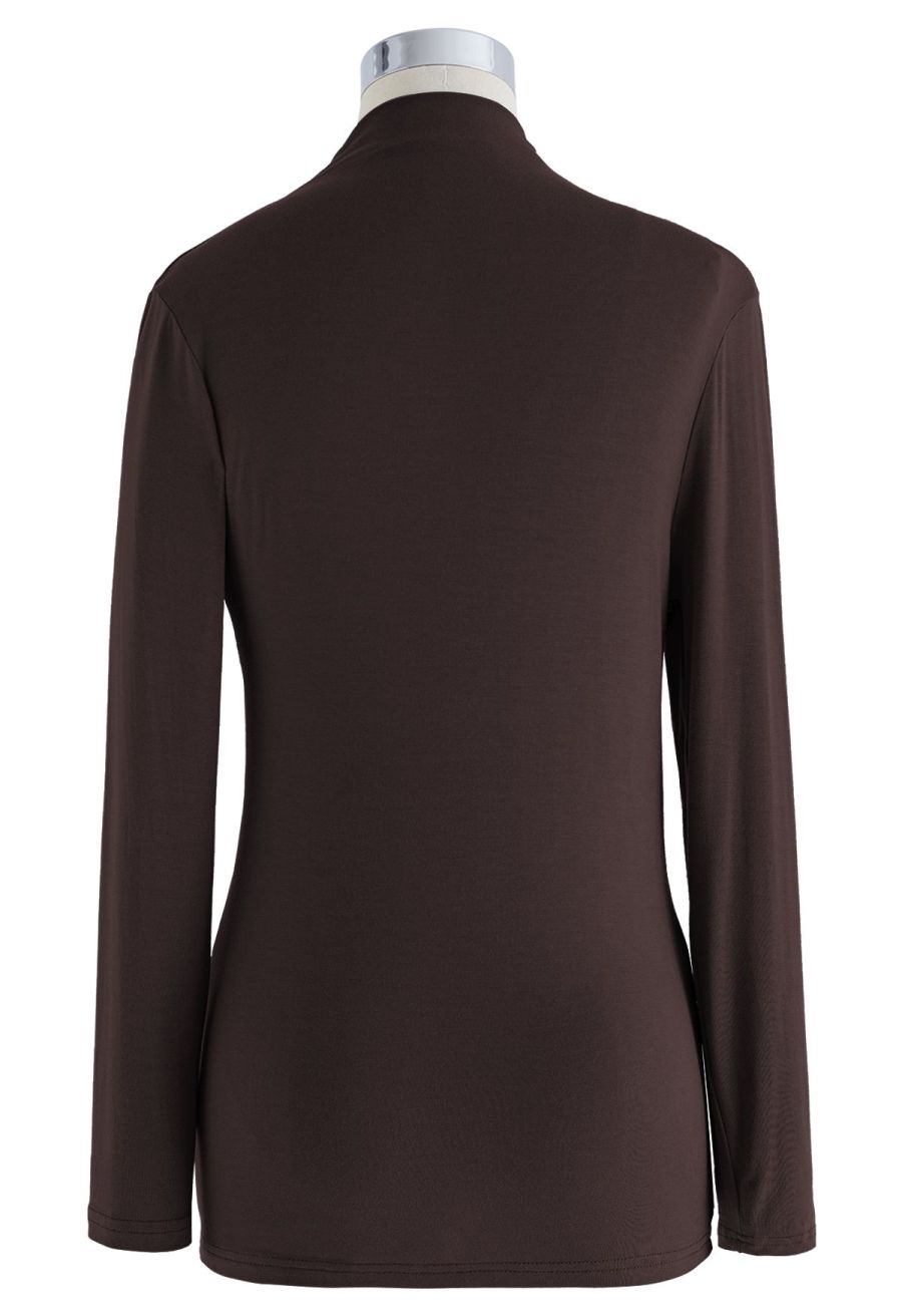 Ruched Long Sleeves Top in Brown