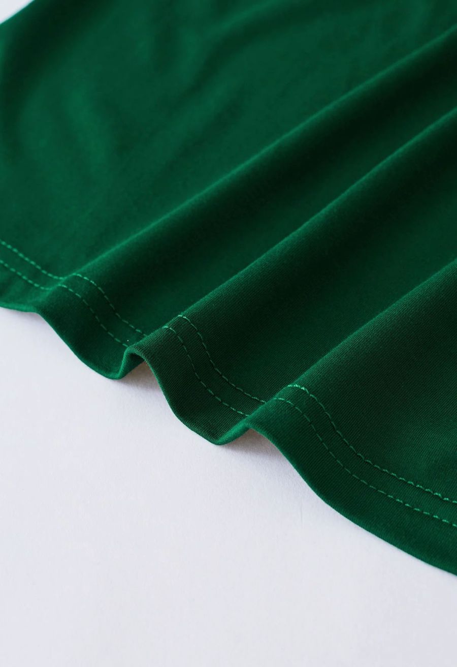 Ruched Long Sleeves Top in Dark Green