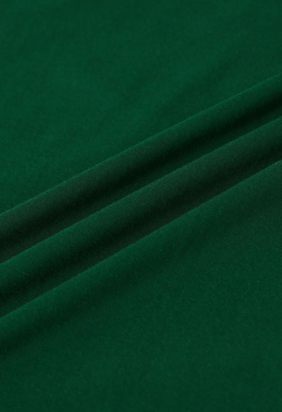 Ruched Long Sleeves Top in Dark Green