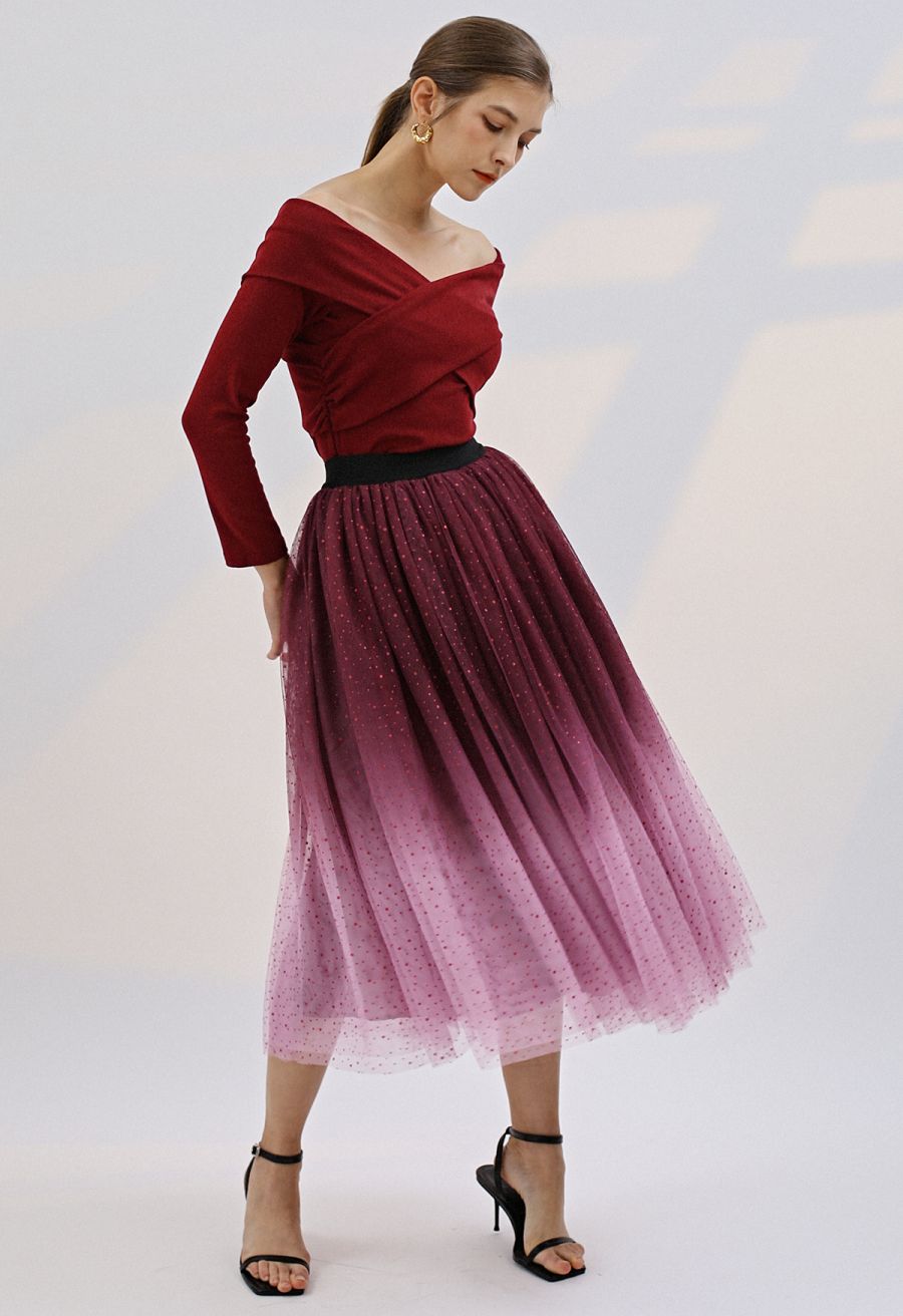Crisscross Off-Shoulder Cotton Top in Red