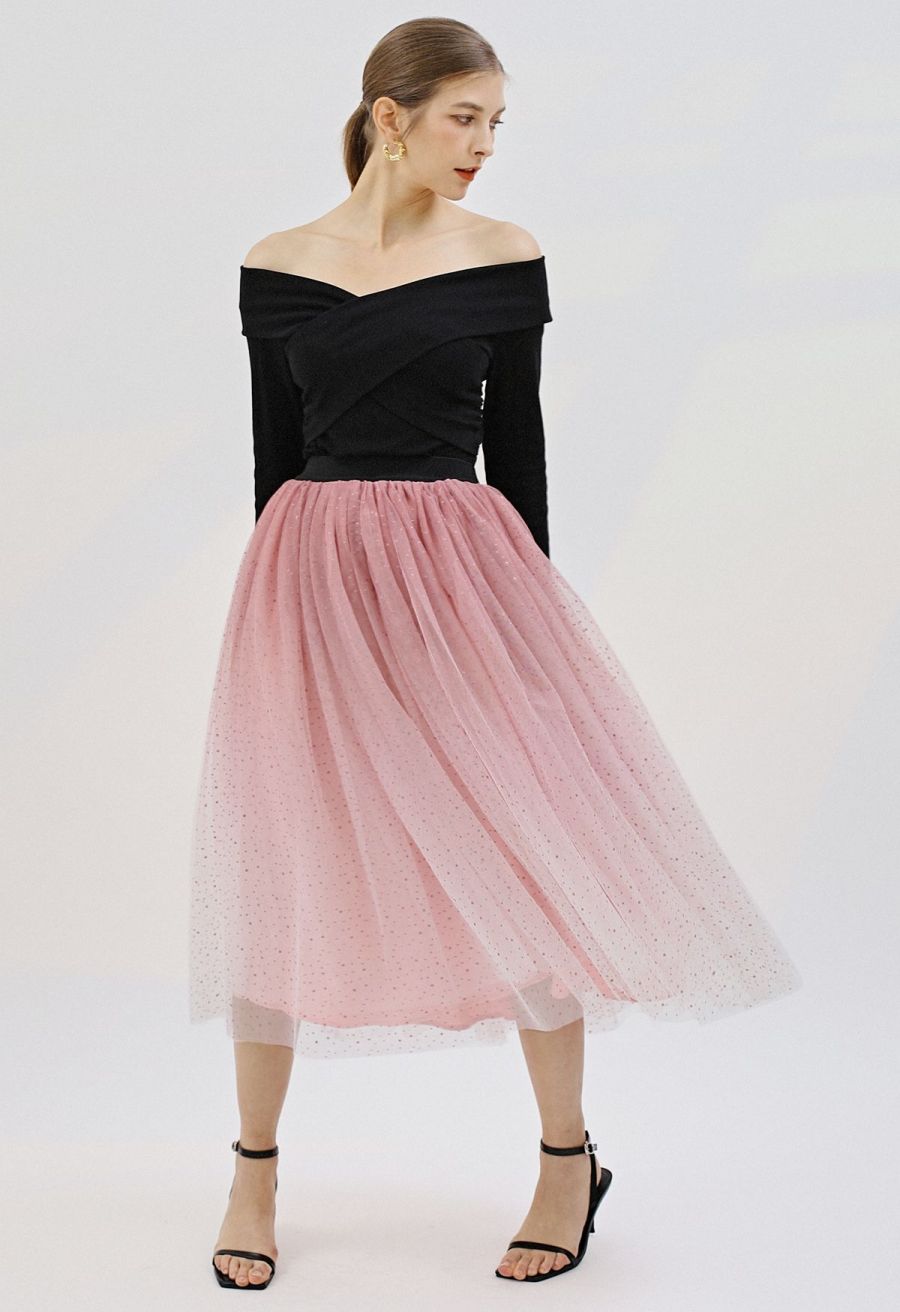 Crisscross Off-Shoulder Cotton Top in Black