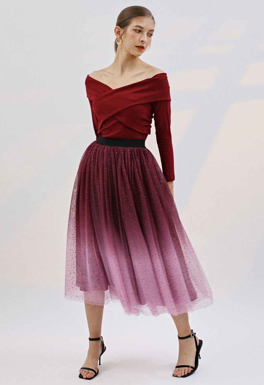 Crisscross Off-Shoulder Cotton Top in Red
