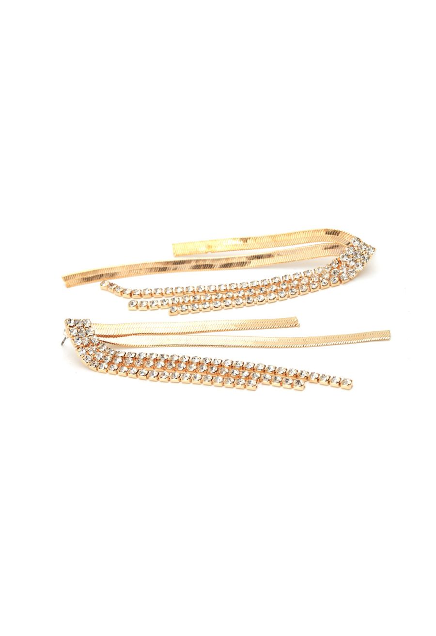Luxury Diamond Trim Drop Earrings in Gold