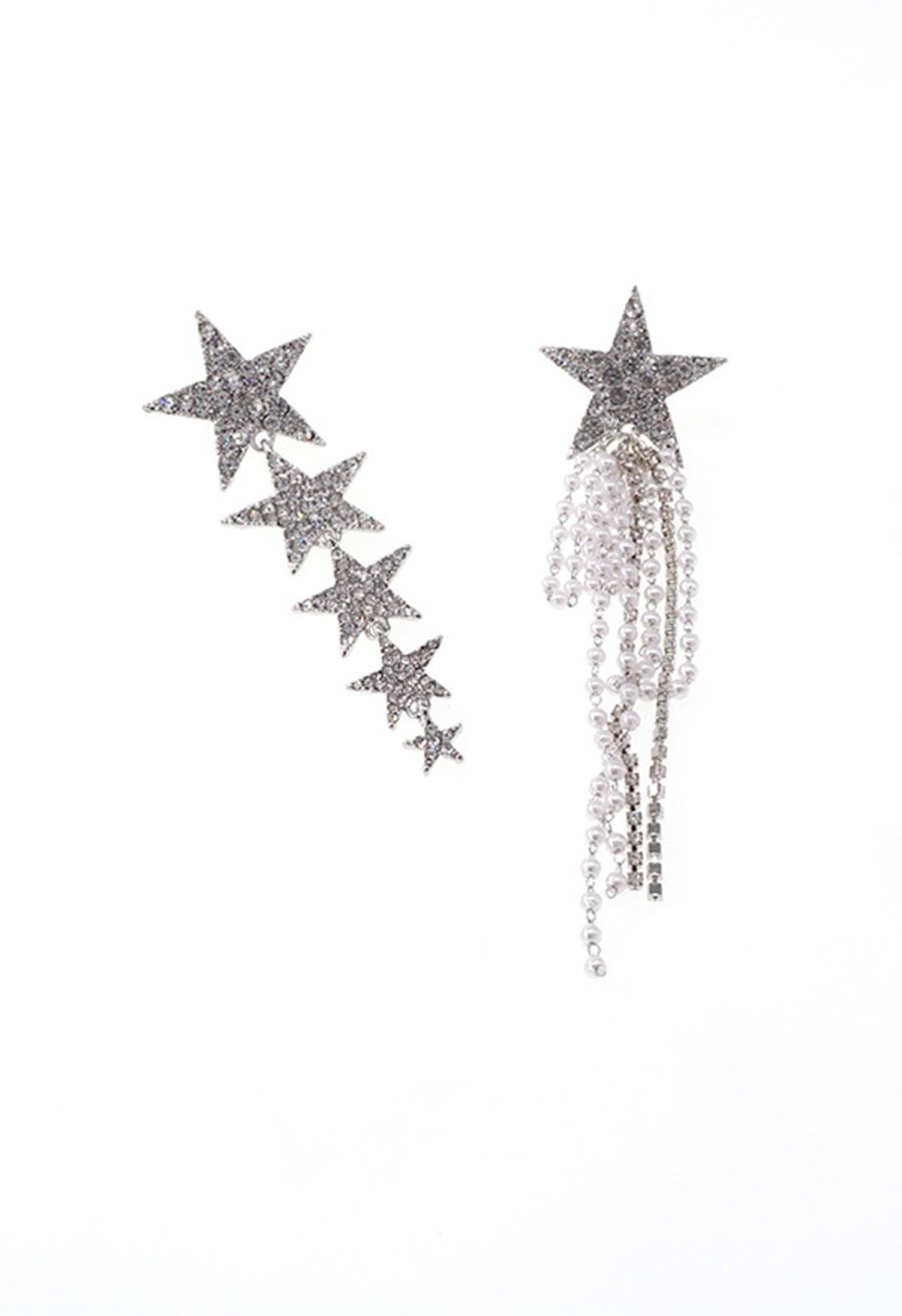 Asymmetric Star World Diamond Drop Earring