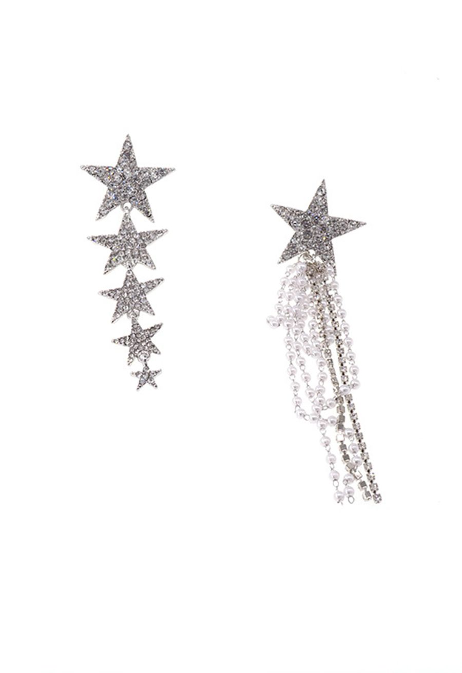 Asymmetric Star World Diamond Drop Earring