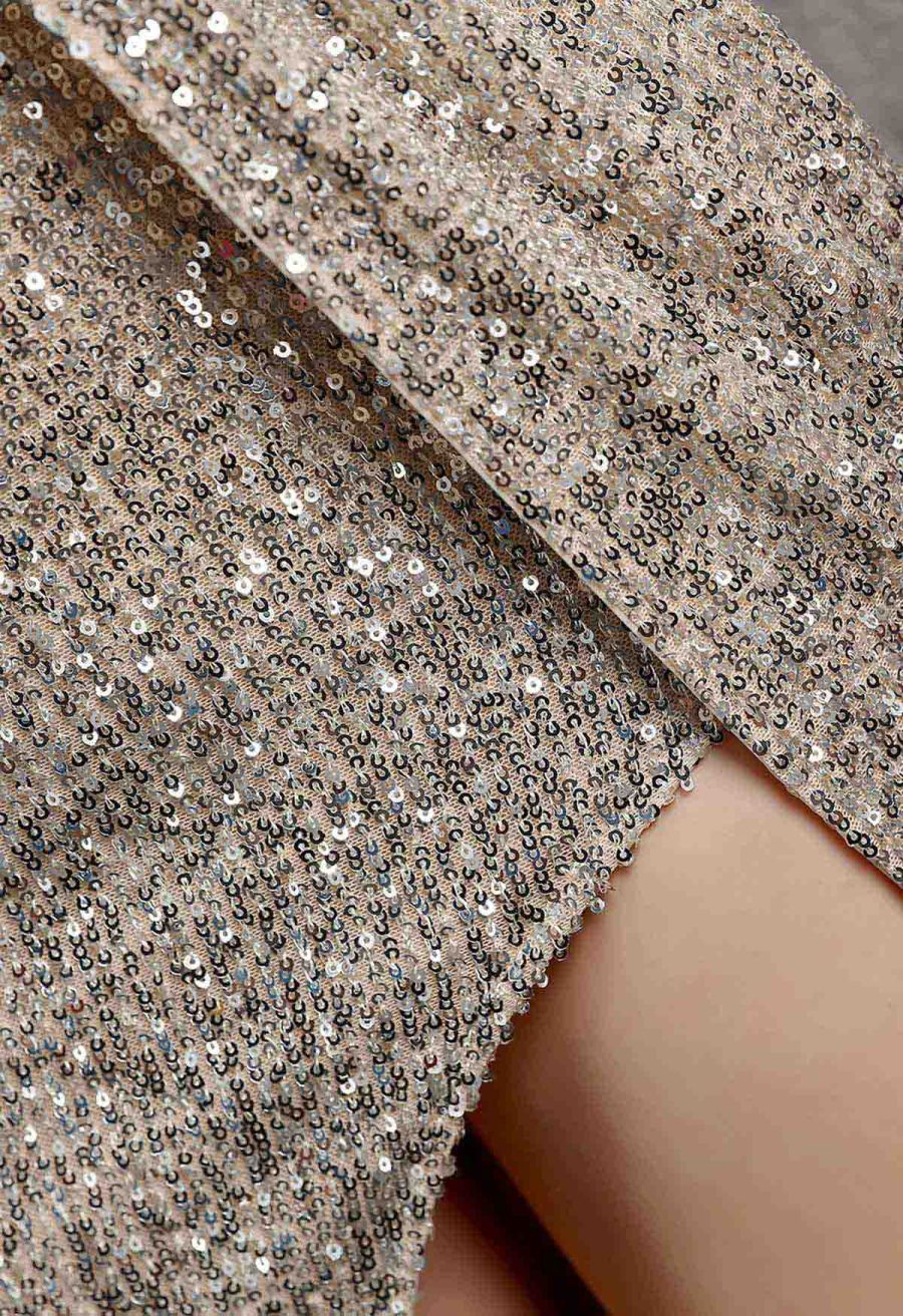 Sparkle Sequin Tie Back Cocktail Dress in Silver