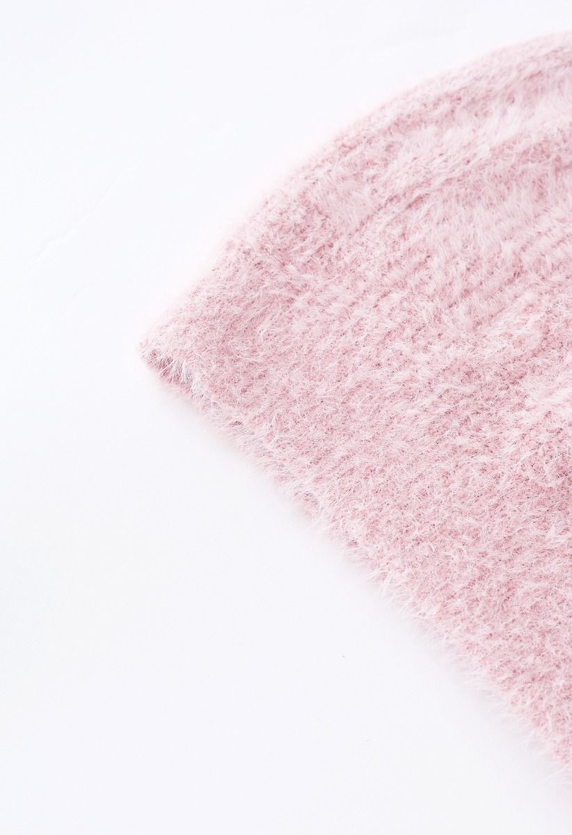 Extra Soft Fuzzy Knit Cami Top and Cardigan Set in Pink
