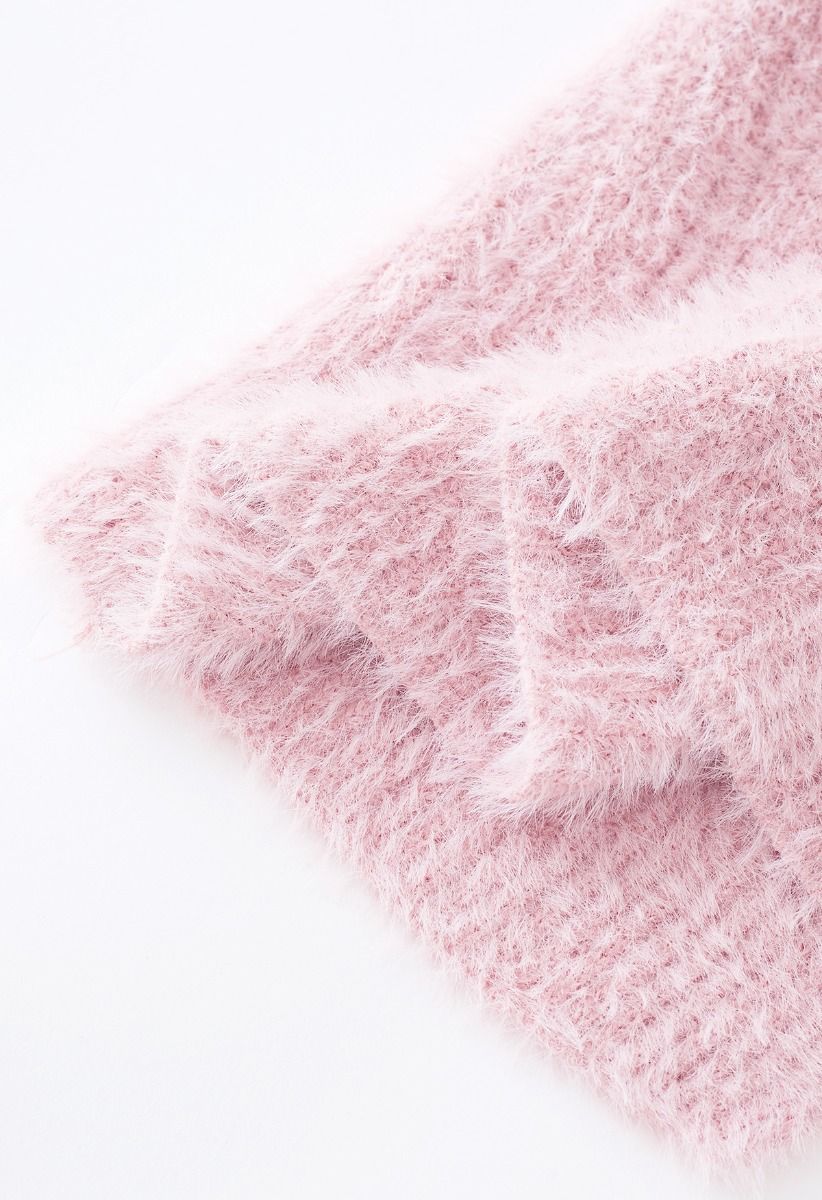 Extra Soft Fuzzy Knit Cami Top and Cardigan Set in Pink