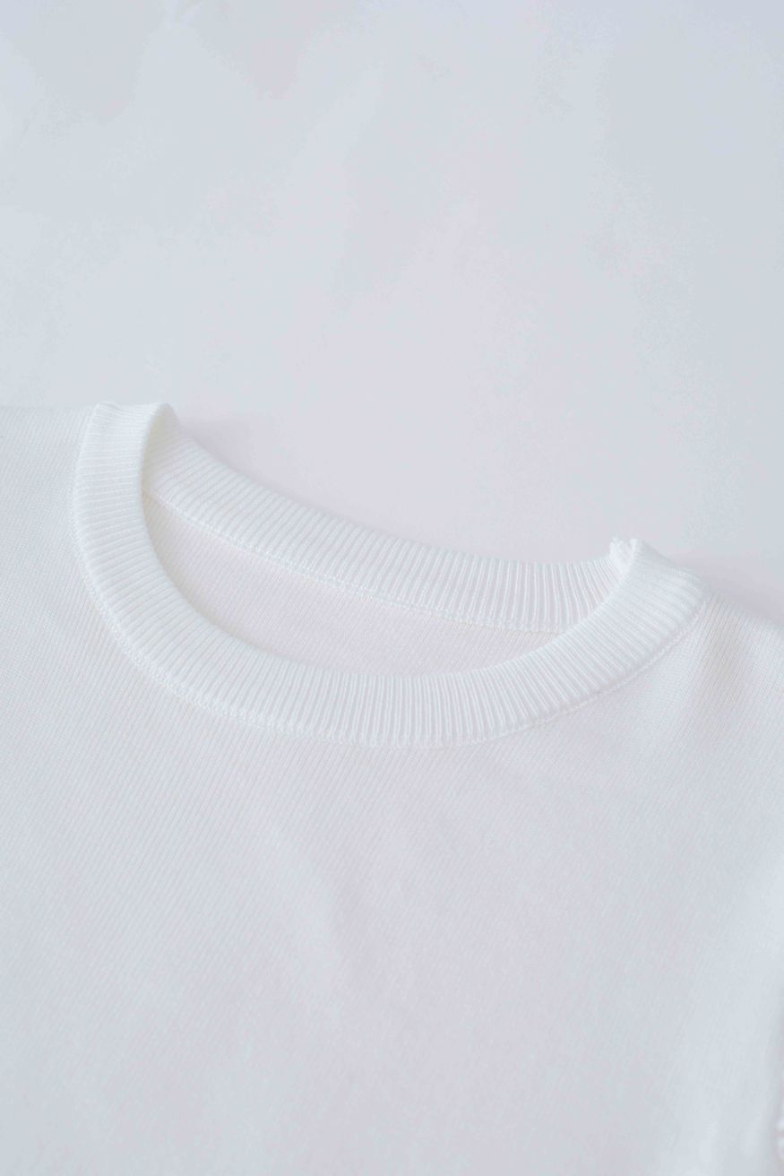 Paisley Crochet Sleeve Knit Top in White