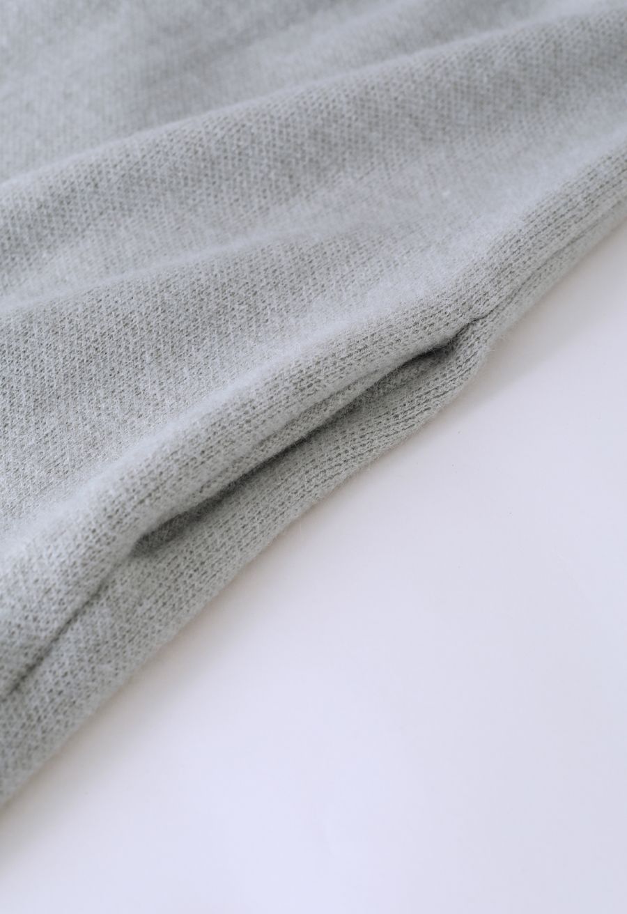 Wide Lapel Loose Knit Cardigan in Grey