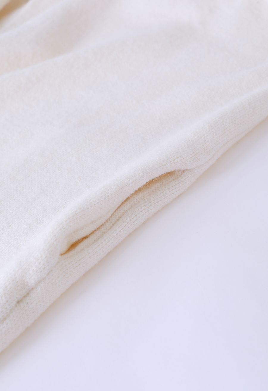 Wide Lapel Loose Knit Cardigan in Cream