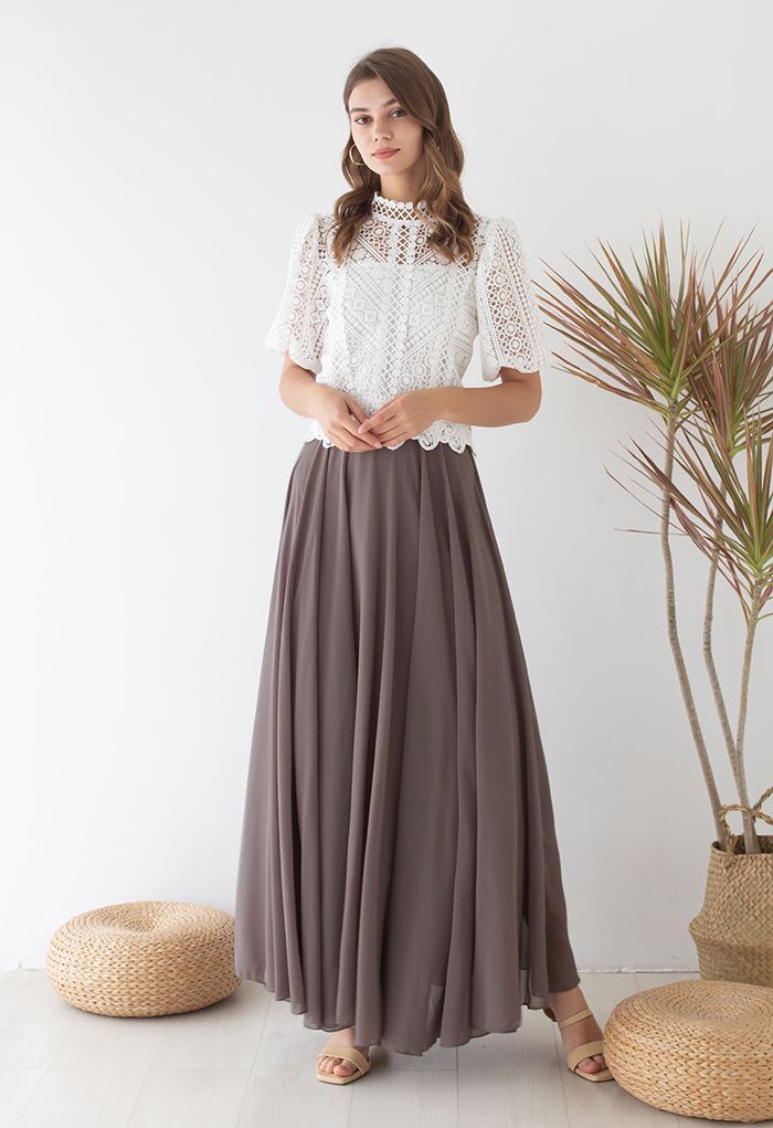 Timeless Favorite Chiffon Maxi Skirt in Taupe