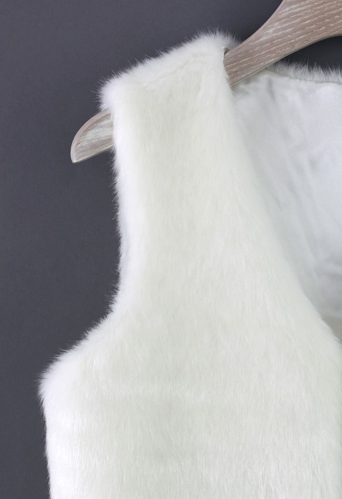 White Faux Fur Vest