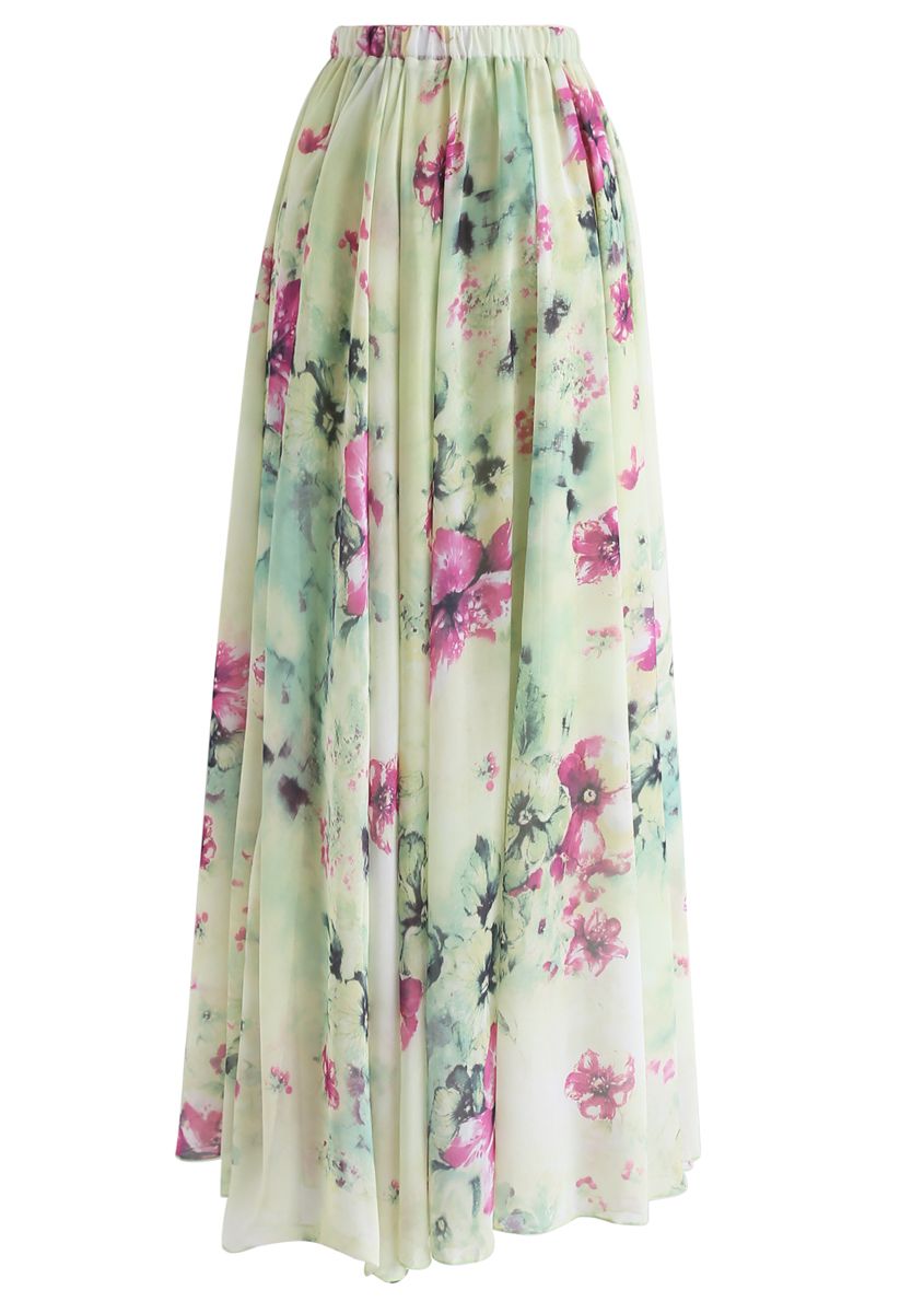 Floral and Frill Maxi Skirt