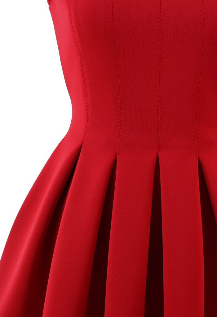 Favored Sleeveless Skater Dress in Red