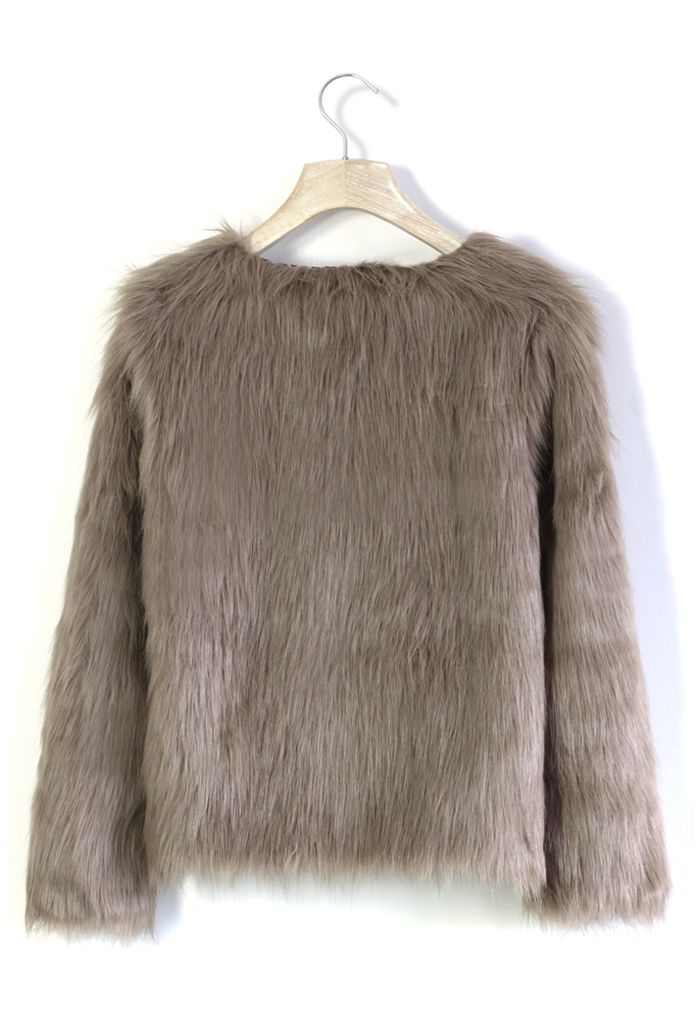 My Chic Faux Fur Coat in Brown