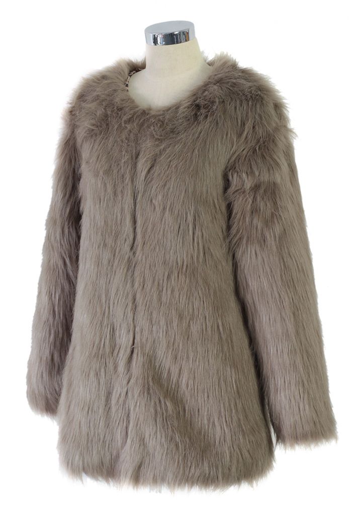 Chicwish Glam Brown Faux Fur Coat