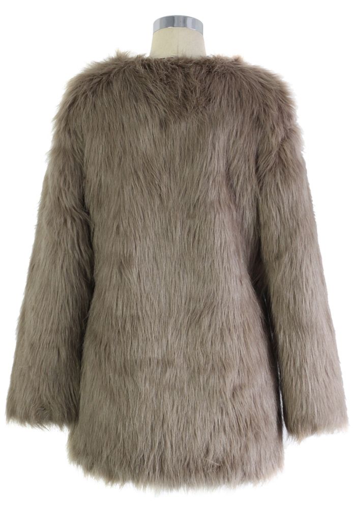 Chicwish Glam Brown Faux Fur Coat