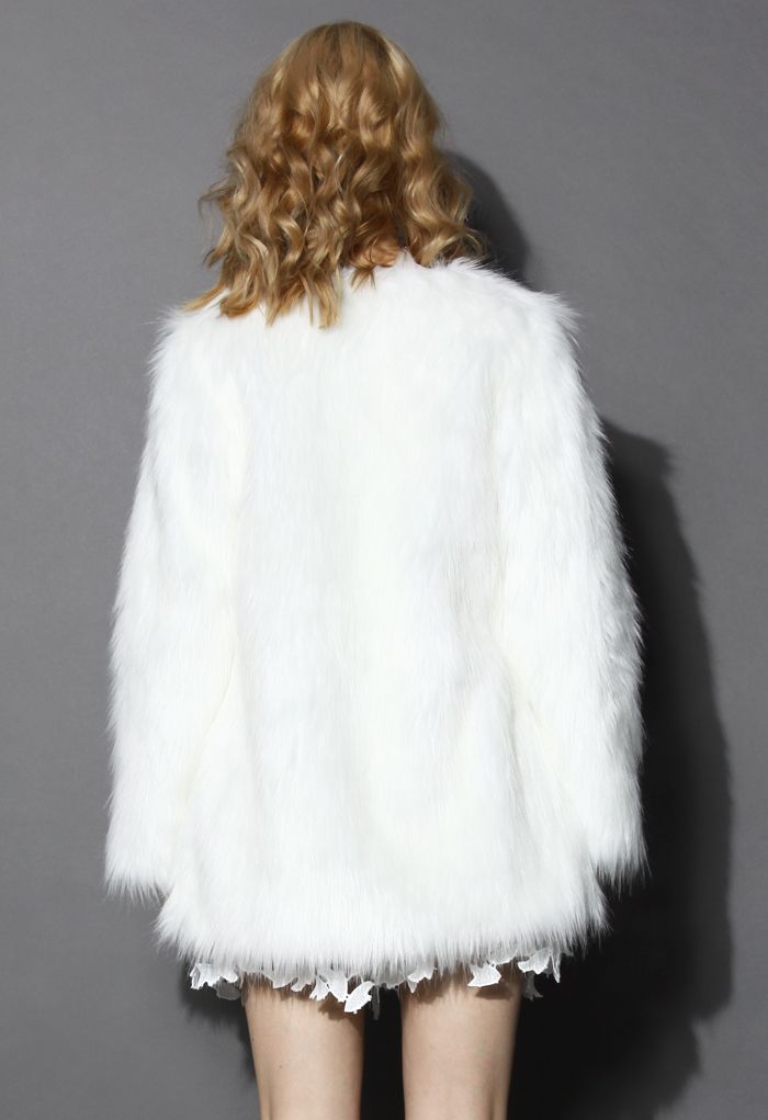 Chicwish Glam White Faux Fur Coat