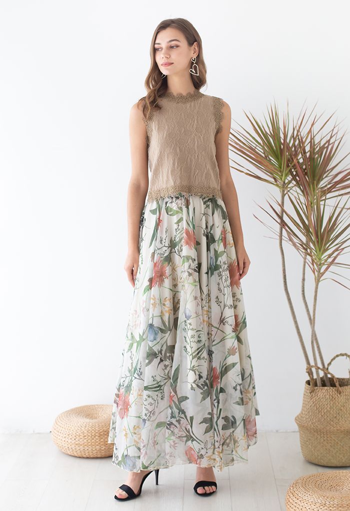 Bring the Blossom Floral Maxi Skirt