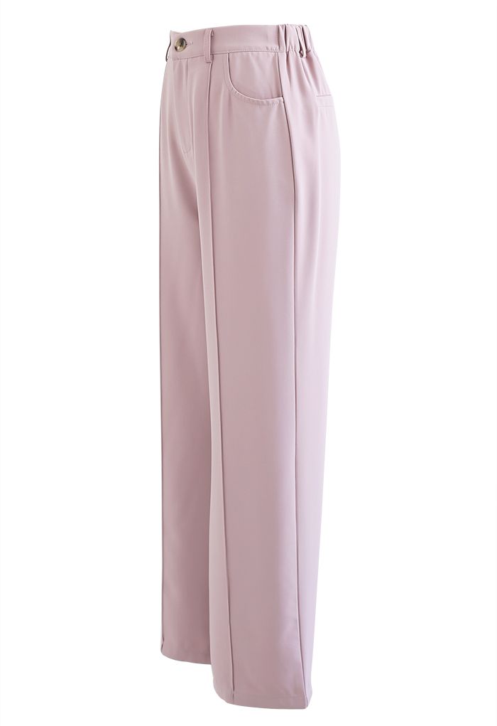 Breezy Solid Color Casual Pants in Pink