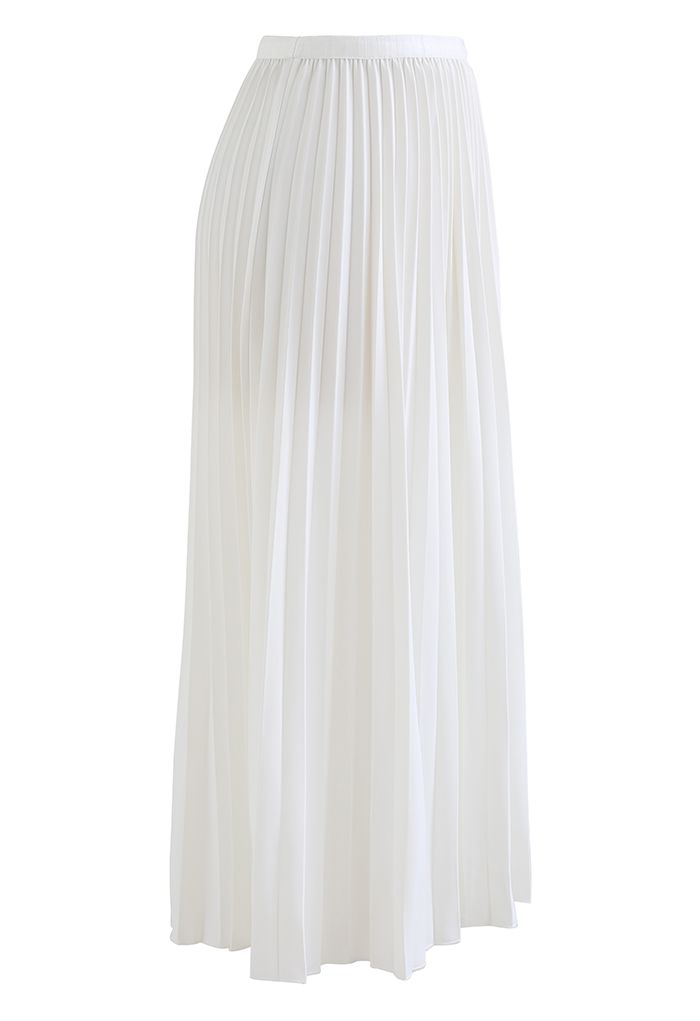 Simplicity Pleated Midi Skirt in White