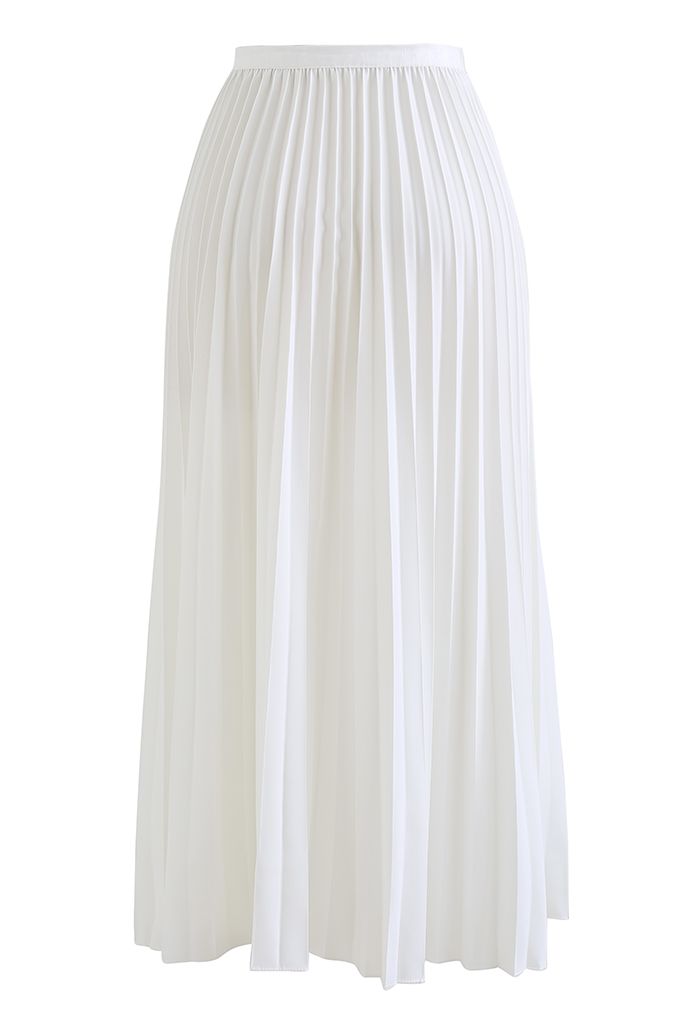 Simplicity Pleated Midi Skirt in White