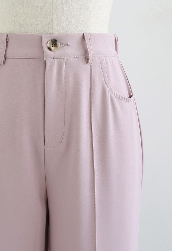 Breezy Solid Color Casual Pants in Pink