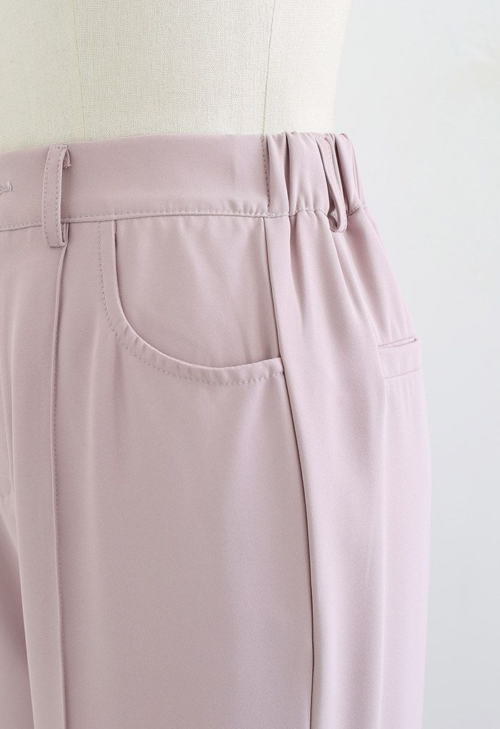Breezy Solid Color Casual Pants in Pink