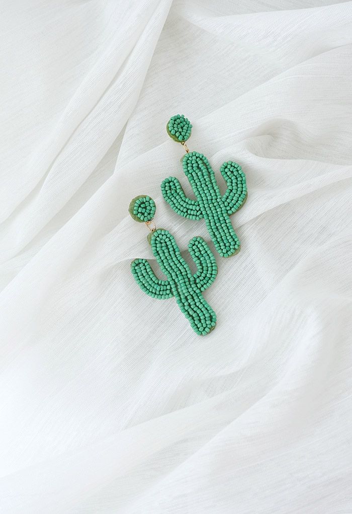 Beaded Cactus Earrings
