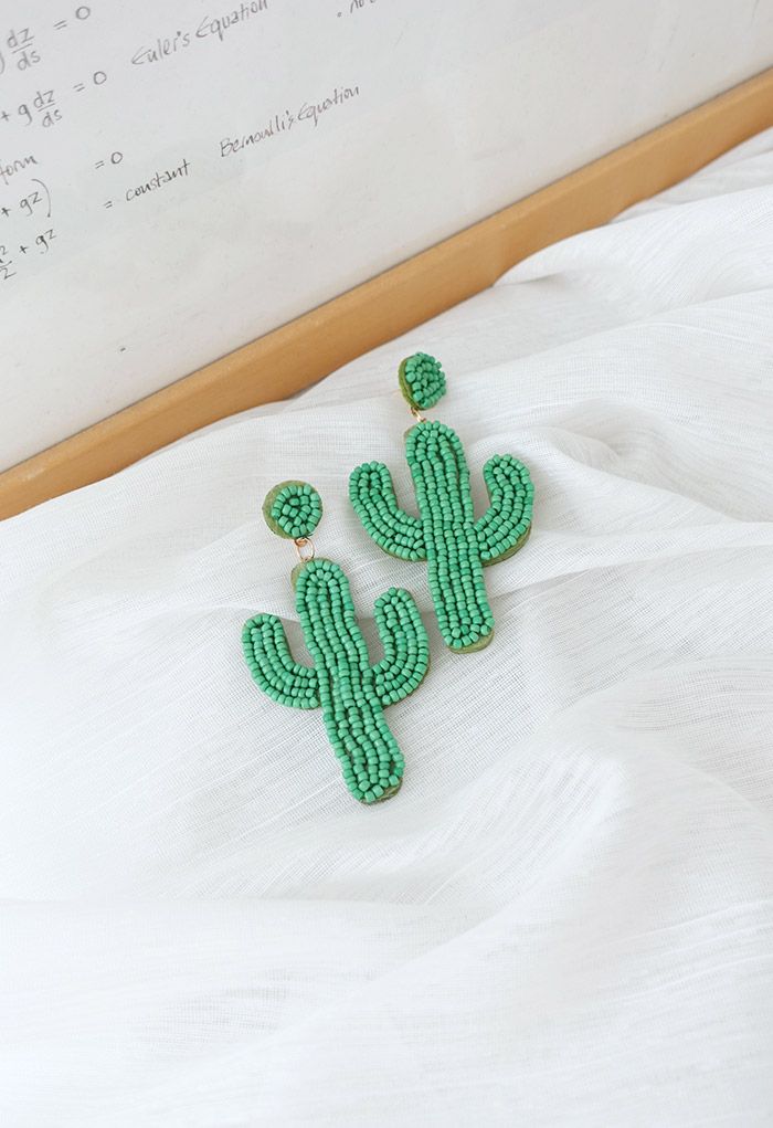 Beaded Cactus Earrings