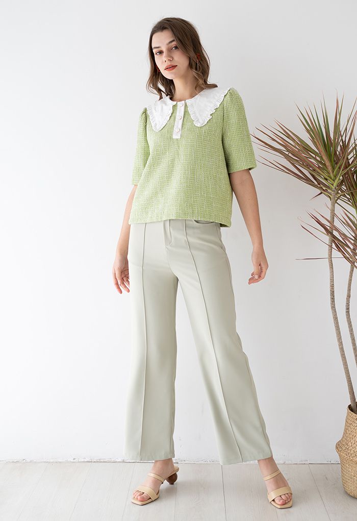 Breezy Solid Color Casual Pants in Pistachio