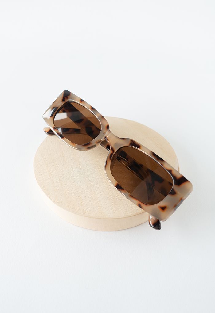 Full-Rim Rectangle Sunglasses in Leopard