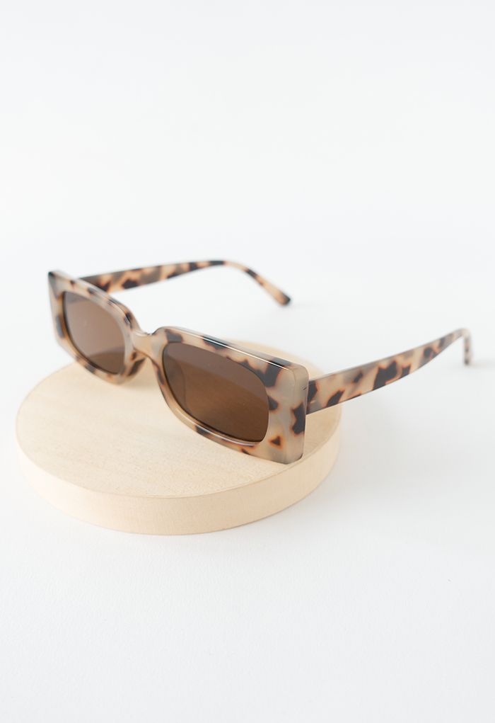 Full-Rim Rectangle Sunglasses in Leopard