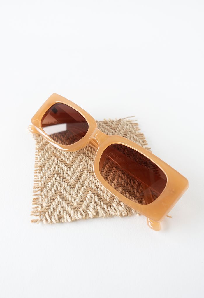 Full-Rim Rectangle Sunglasses in Orange