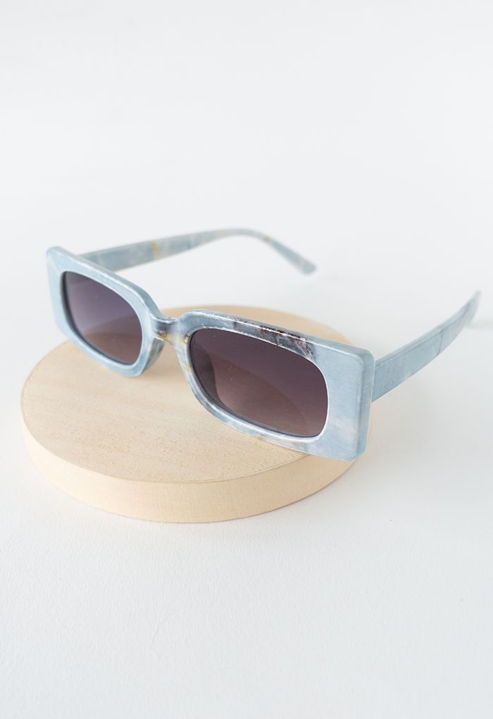Full-Rim Rectangle Sunglasses in Blue