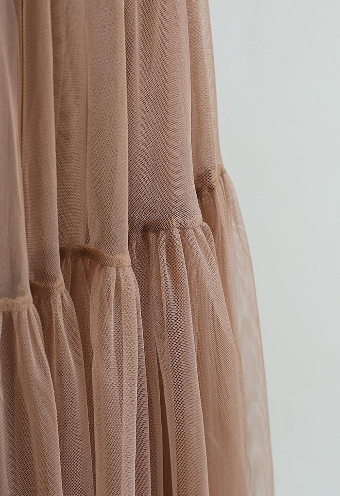 Can't Let Go Mesh Tulle Skirt in Brown