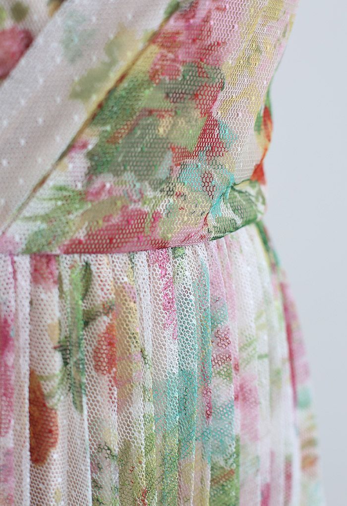 Spring Break Wrap Pleated Mesh Cami Dress
