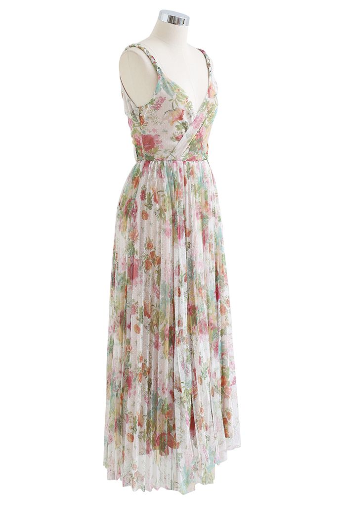 Spring Break Wrap Pleated Mesh Cami Dress