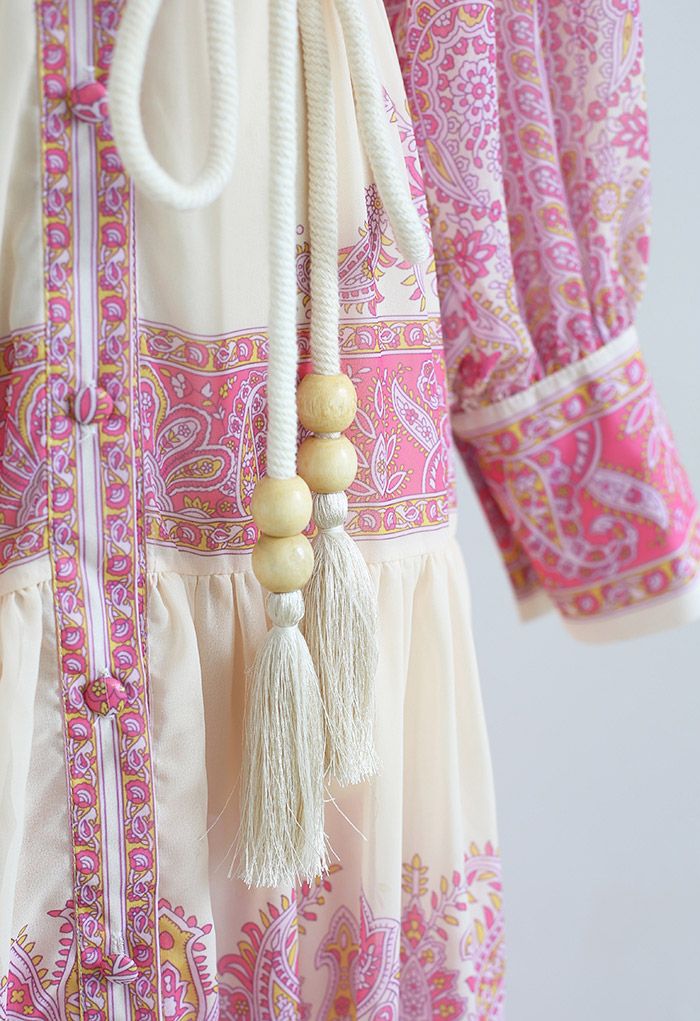 Exotic Boho Paisley Chiffon Maxi Dress