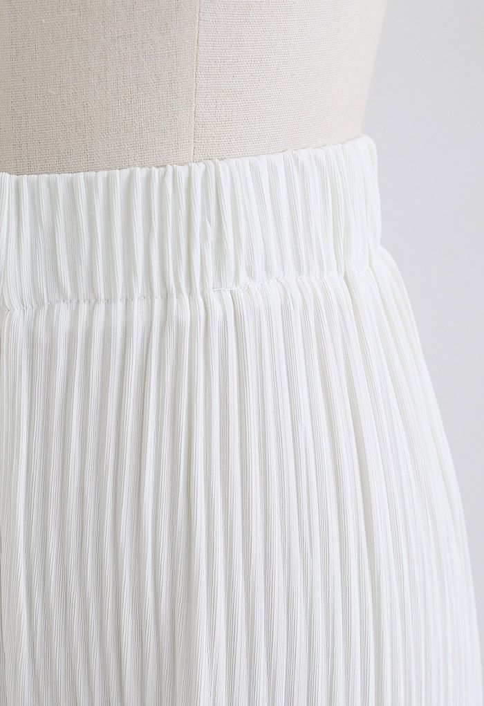 High-Waisted Ribbed Pants in Cream