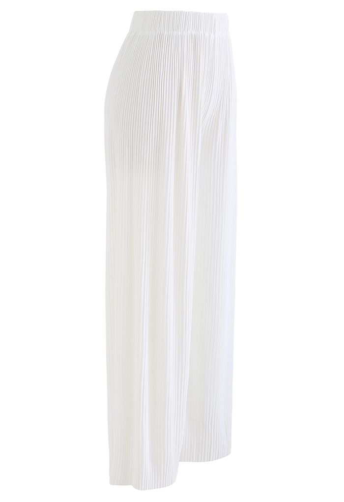 High-Waisted Ribbed Pants in Cream